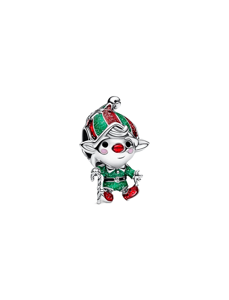 Pandora - Moveable elf sterling silver charm with glittery red, green, black and pink enamel - hängen & berlocker - multicolor - 0