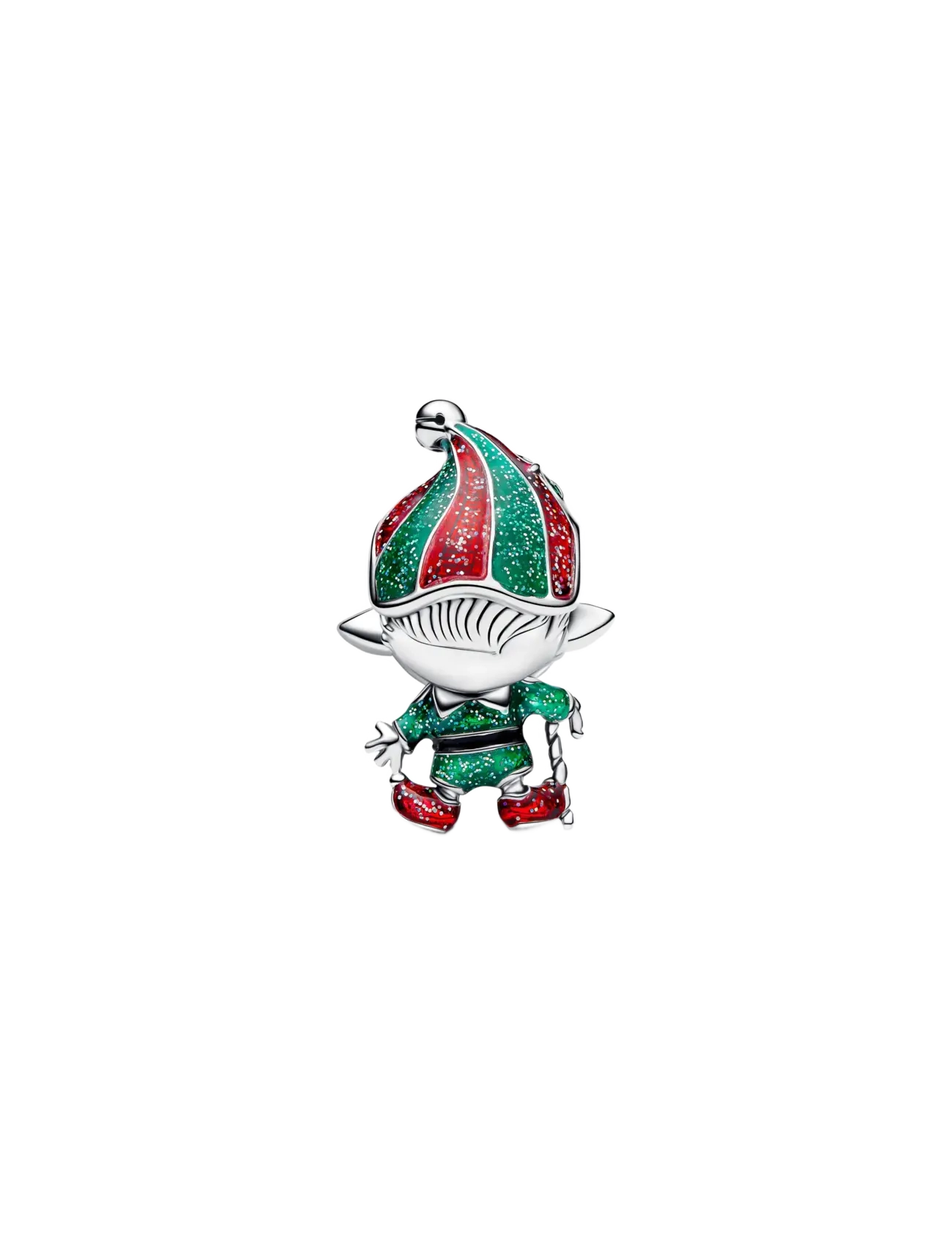 Pandora - Moveable elf sterling silver charm with glittery red, green, black and pink enamel - vedhæng - multicolor - 1