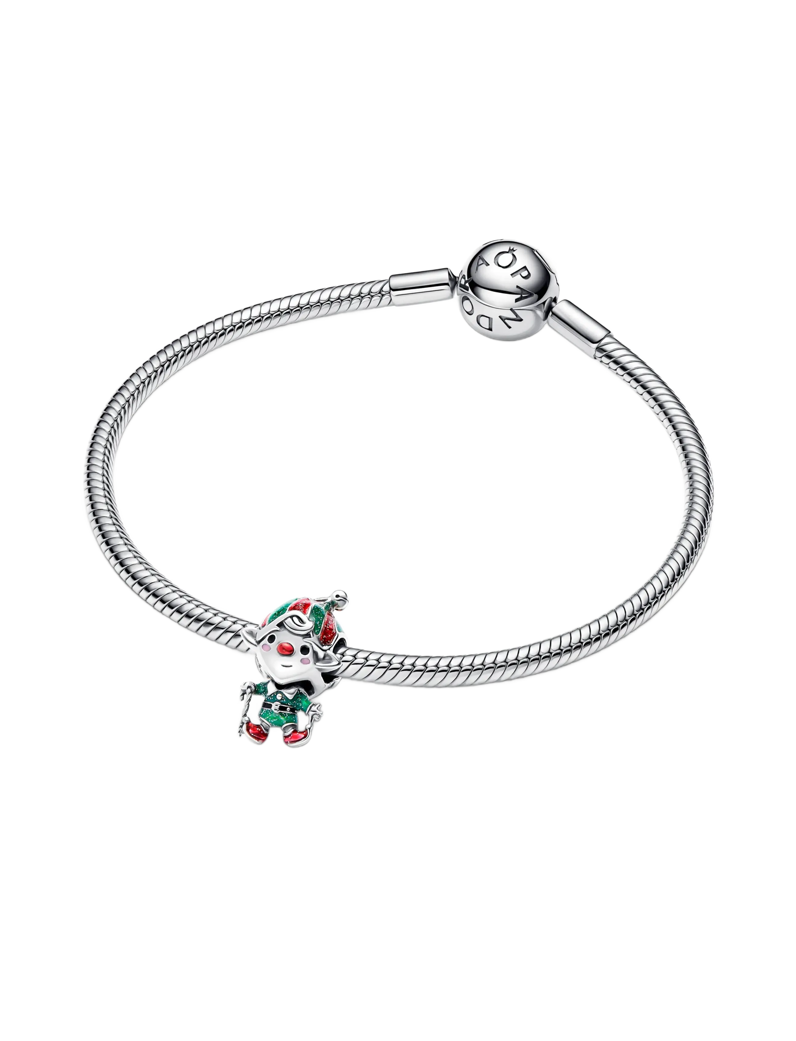 Pandora - Moveable elf sterling silver charm with glittery red, green, black and pink enamel - vedhæng - multicolor - 2