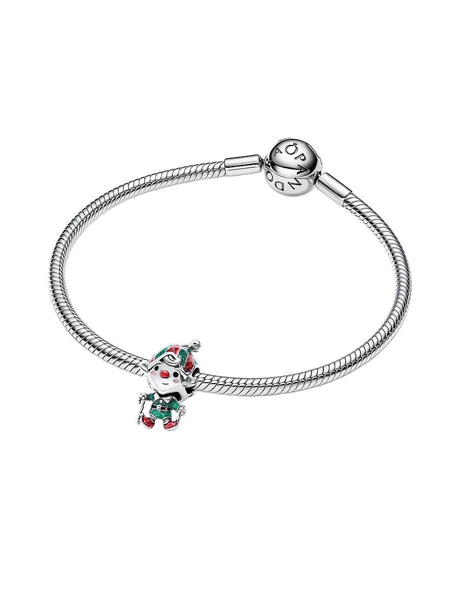 Pandora - Moveable elf sterling silver charm with glittery red, green, black and pink enamel - hängen & berlocker - multicolor - 2