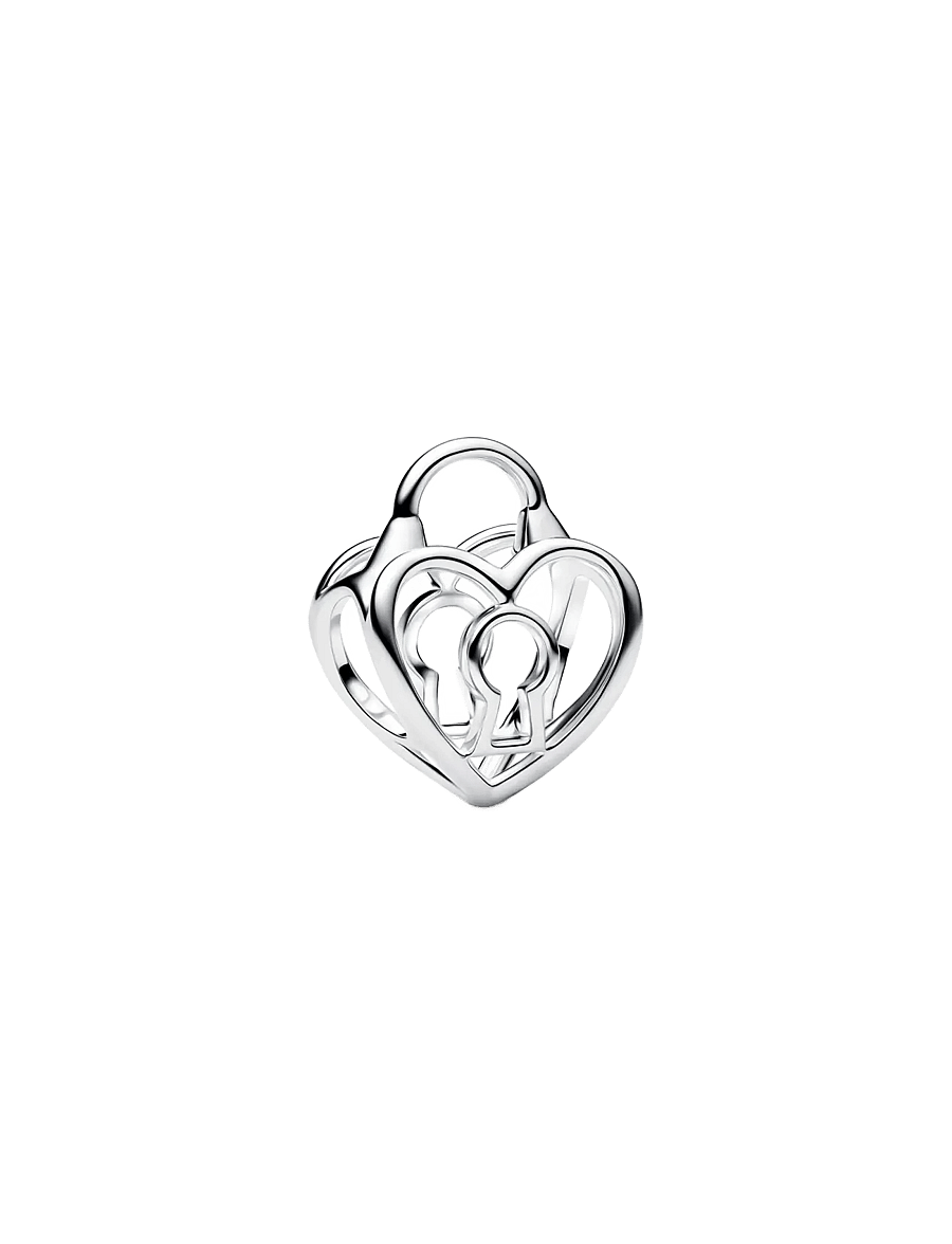 Pandora - Openwork Heart Padlock Charm - vedhæng - no color - 1