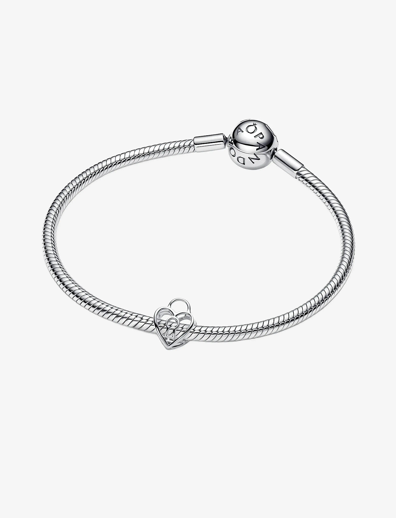 Pandora - Openwork Heart Padlock Charm - no color - 2
