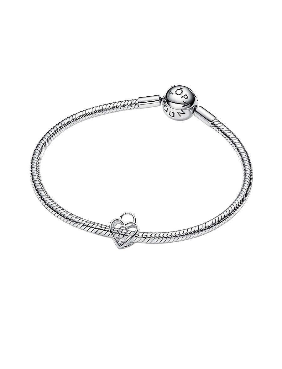 Pandora - Openwork Heart Padlock Charm - vedhæng - no color - 2