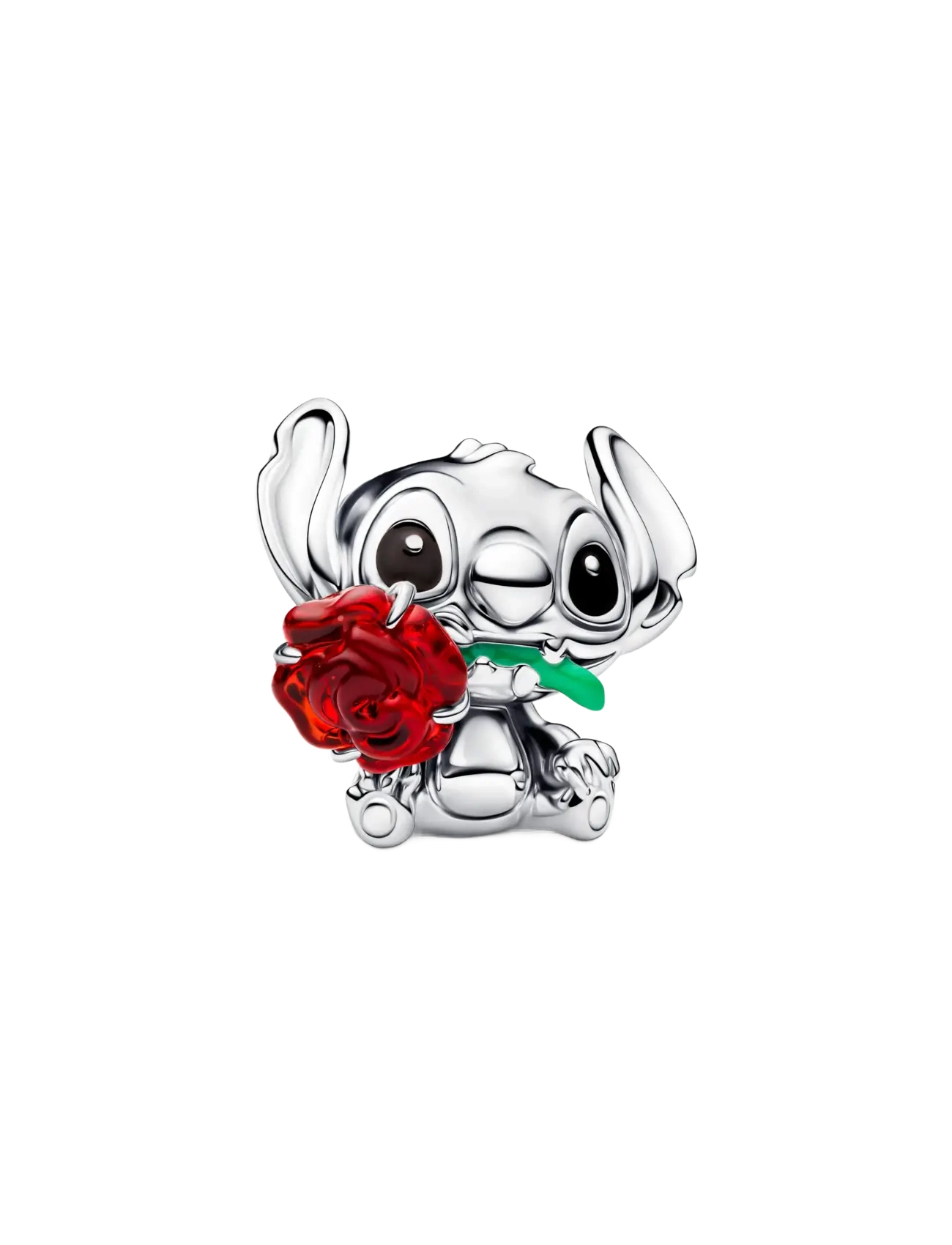 Pandora Disney Stitch Rose Murano Glass Charm - Pandora - RED / silver
