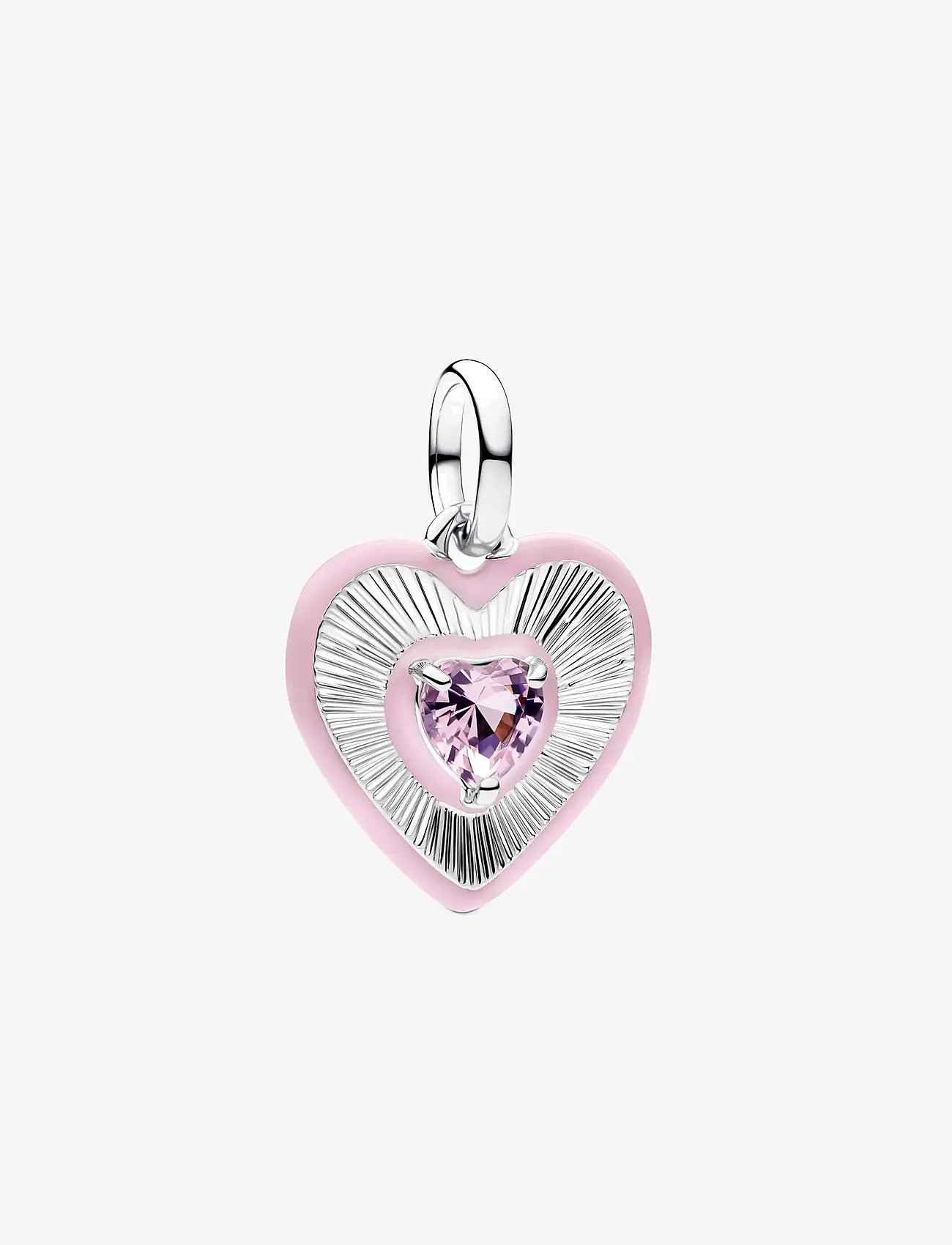 Pandora - Radiating Pink Heart Medallion Charm - vedhæng - pink - 1