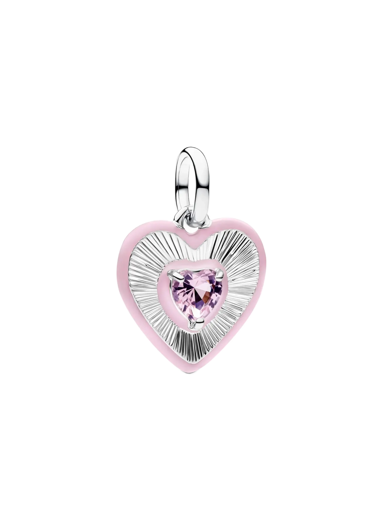 Pandora Radiating Pink Heart Medallion Charm - Pandora - PINK / pink/rose