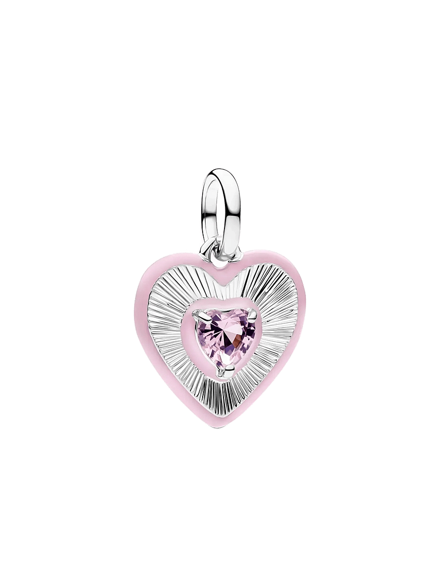 Pandora - Radiating Pink Heart Medallion Charm - vedhæng - pink - 1