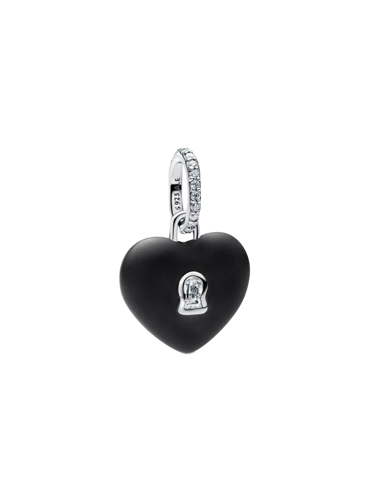 Pandora Matte Black Ceramic Heart Padlock Dangle Charm - Pandora - BLACK / black
