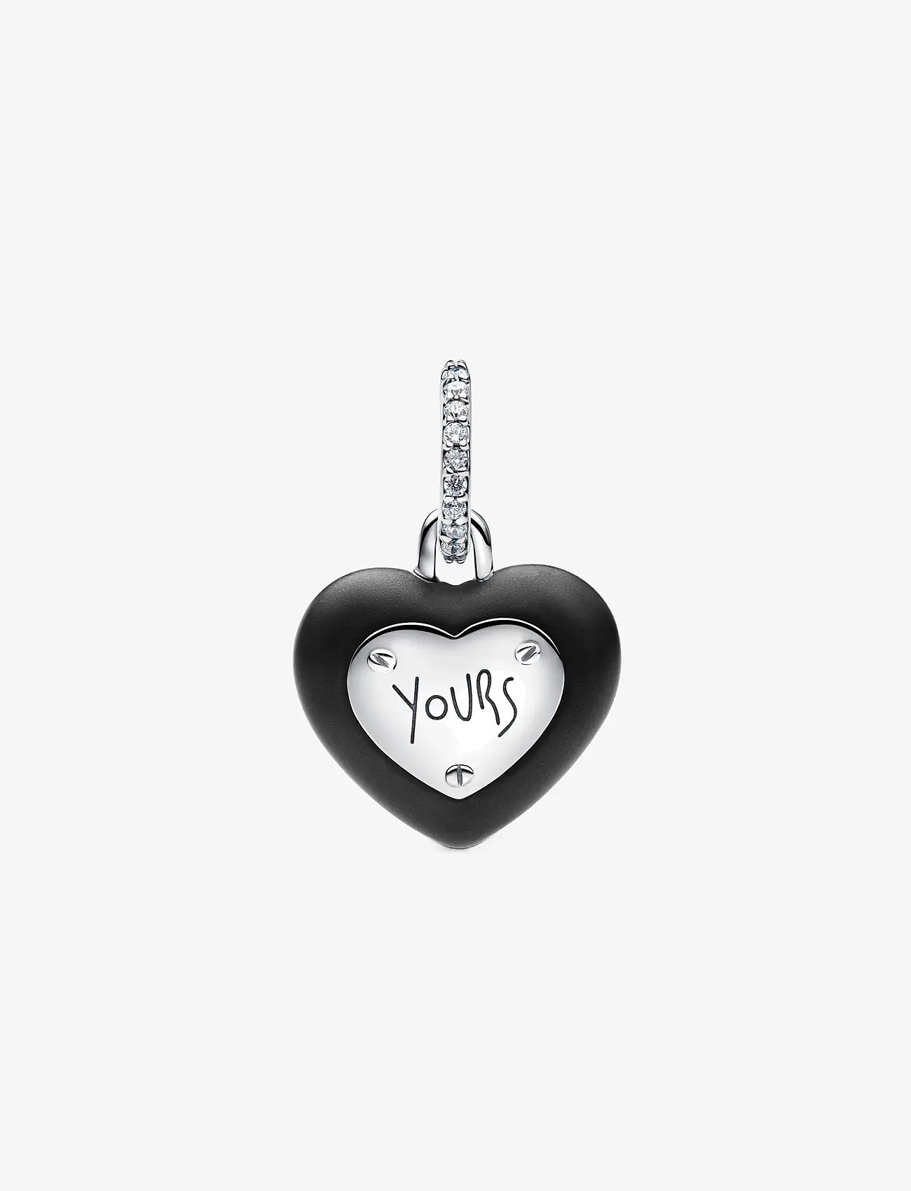 Pandora - Matte Black Ceramic Heart Padlock Dangle Charm - anhänger - black - 2