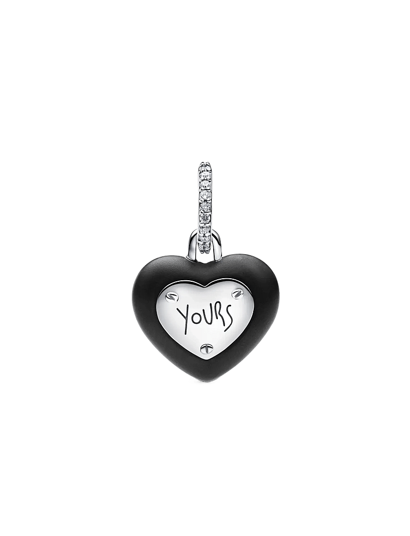 Pandora - Matte Black Ceramic Heart Padlock Dangle Charm - anhänger - black - 2