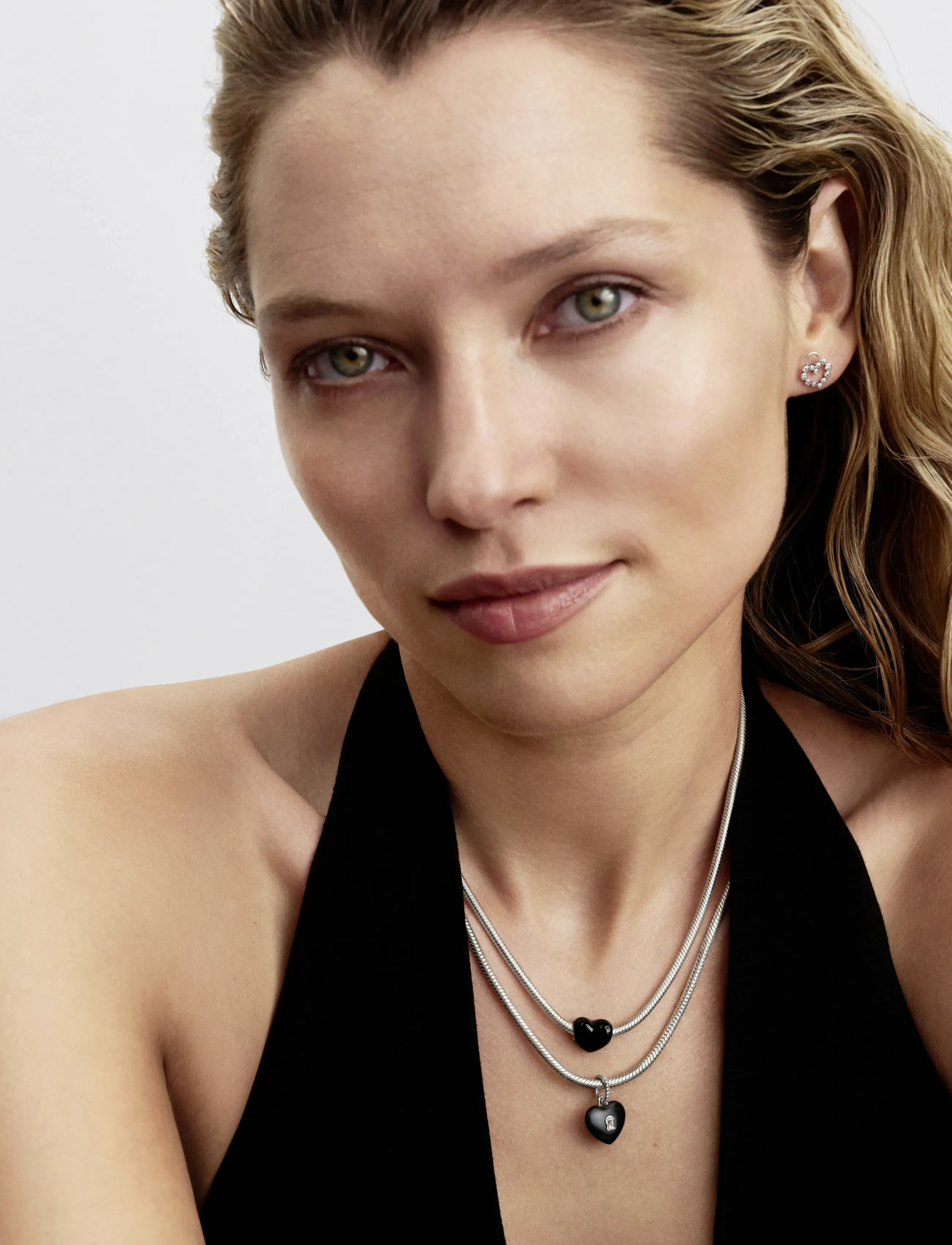 Pandora - Matte Black Ceramic Heart Padlock Dangle Charm - pendants - black - 4