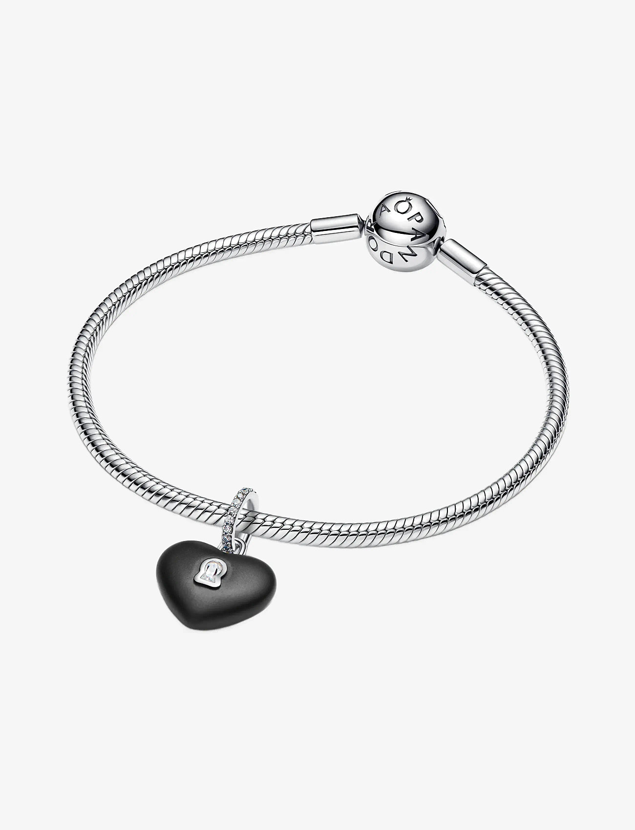 Pandora - Matte Black Ceramic Heart Padlock Dangle Charm - anhänger - black - 3