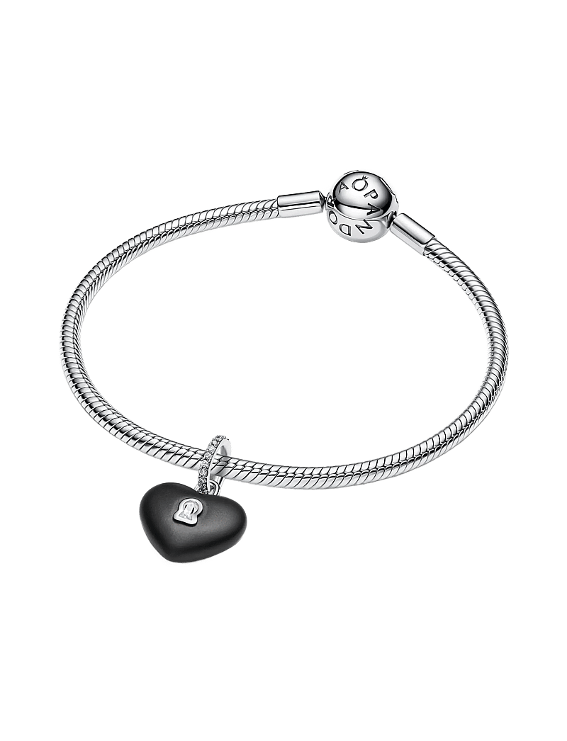 Pandora - Matte Black Ceramic Heart Padlock Dangle Charm - anhänger - black - 3