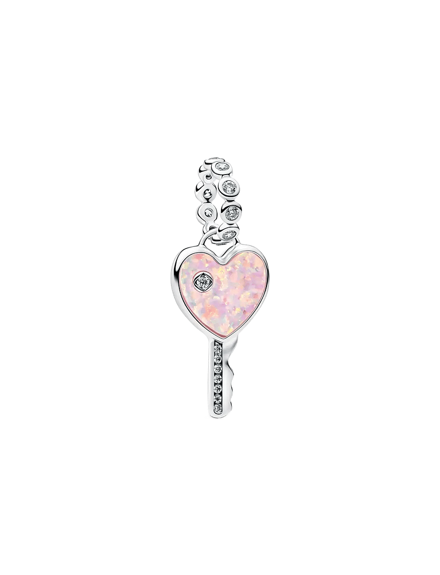Pandora - Opalescent Heart Key Dangle Charm - vedhæng - pink - 1