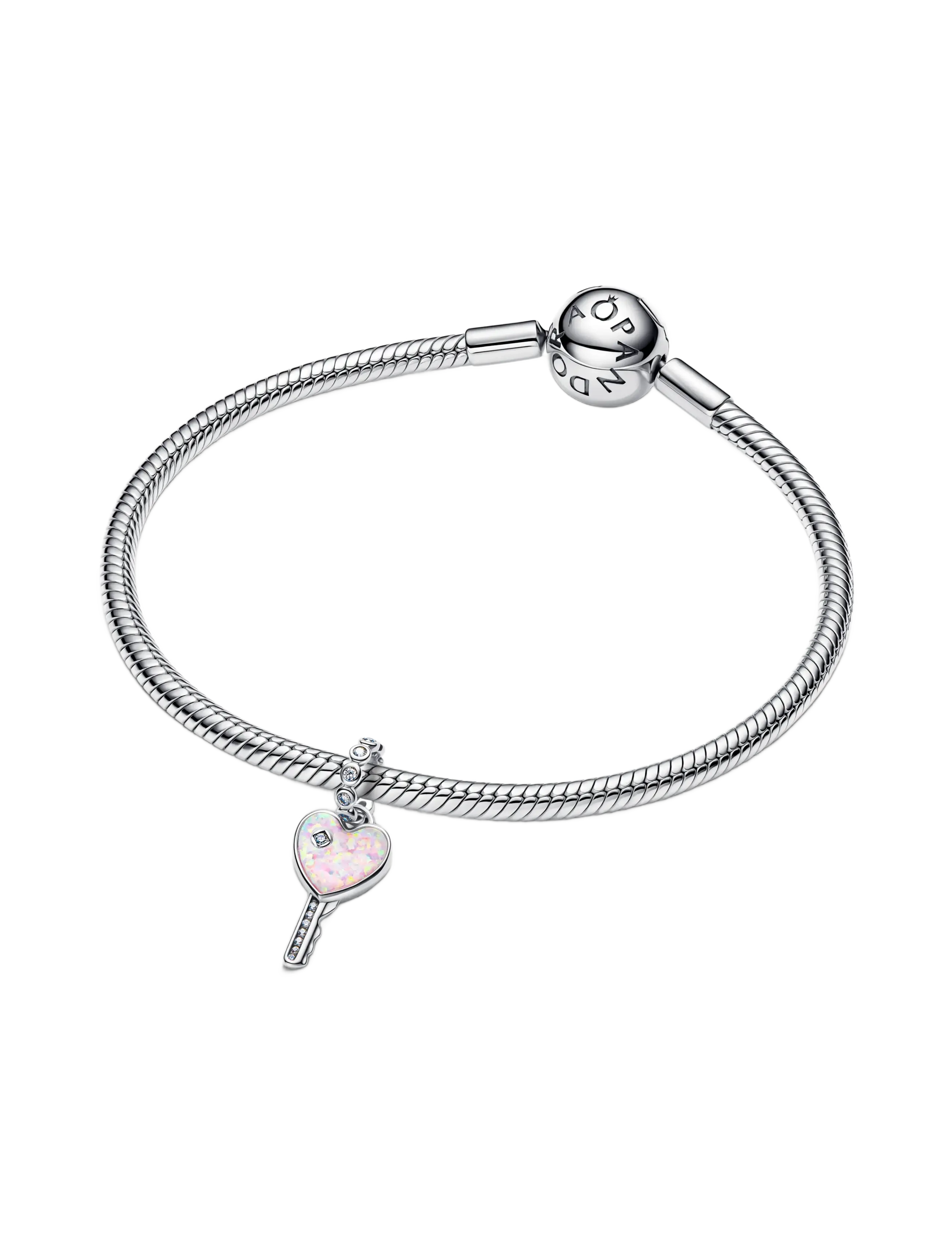 Pandora - Opalescent Heart Key Dangle Charm - vedhæng - pink - 3