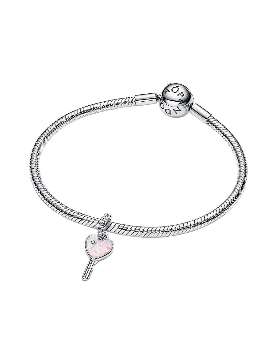 Pandora - Opalescent Heart Key Dangle Charm - vedhæng - pink - 3