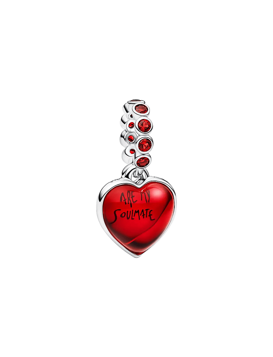 Pandora - Red Murano Glass Heart Double Dangle Charm - vedhæng - red - 1