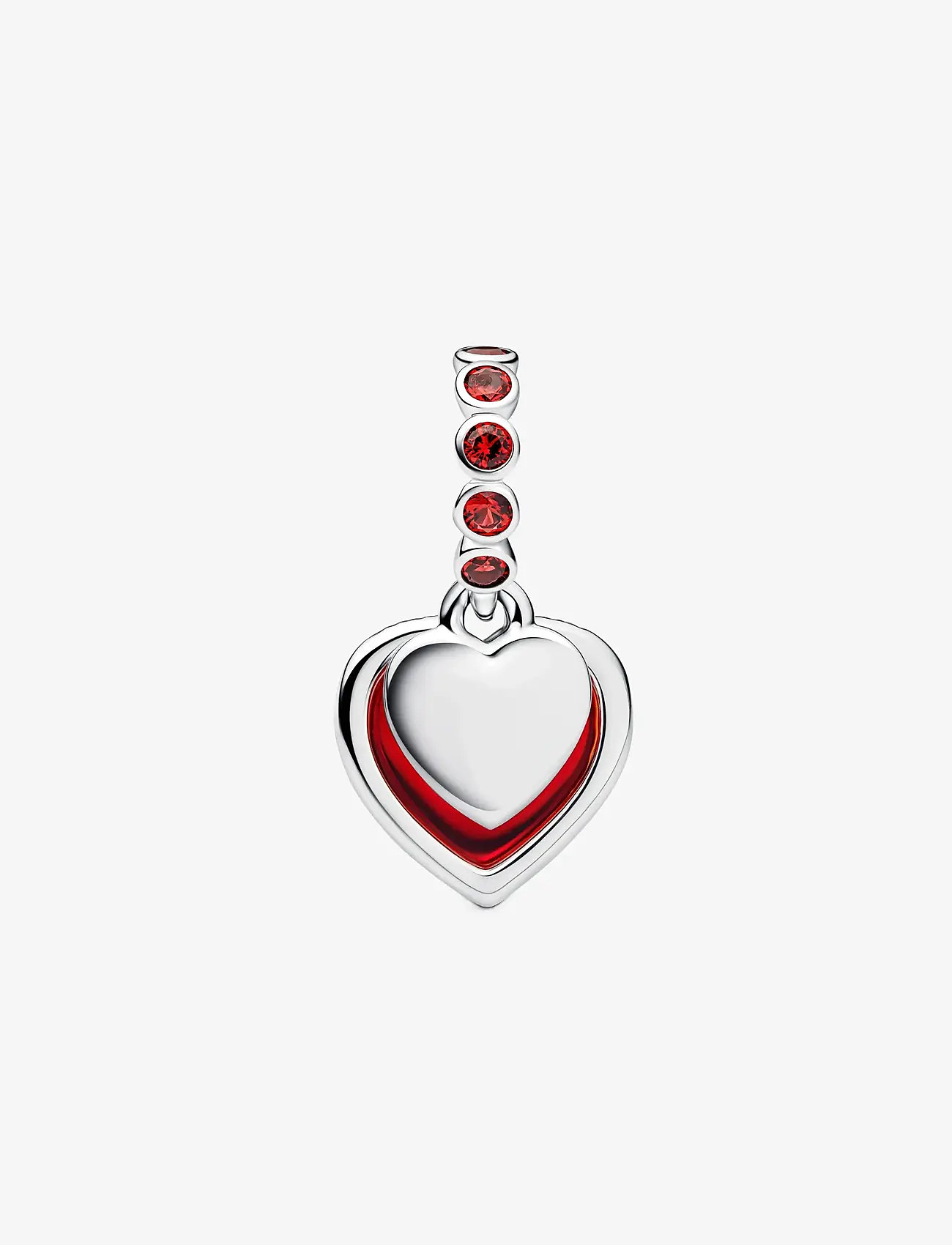 Pandora - Red Murano Glass Heart Double Dangle Charm - anhänger - red - 2