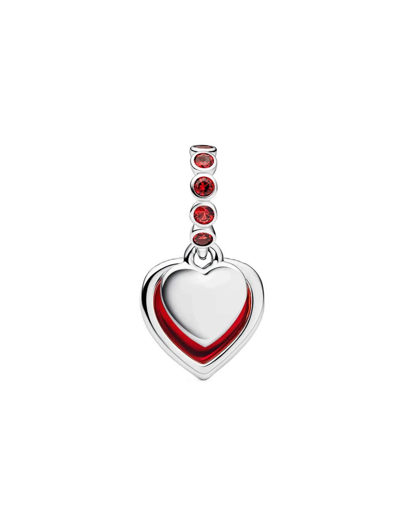 Pandora - Red Murano Glass Heart Double Dangle Charm - pendants - red - 2