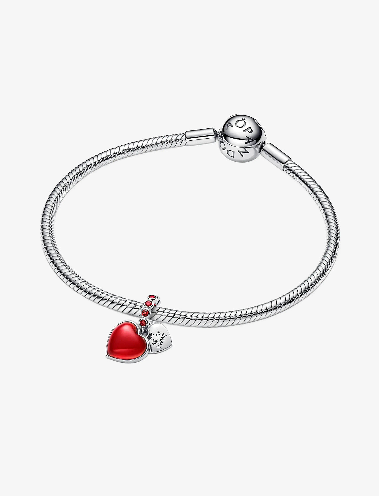 Pandora - Red Murano Glass Heart Double Dangle Charm - anhänger - red - 3