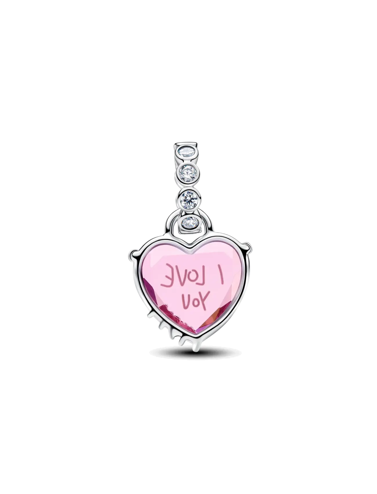 Pandora I Love You Mom Dangle Charm - Accessories - PINK / pink/rose