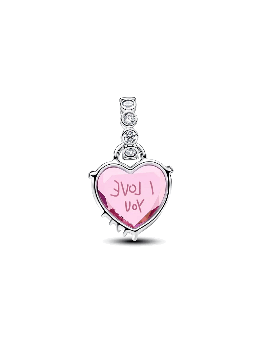 Pandora - I Love You Mom Dangle Charm - vedhæng - pink - 1