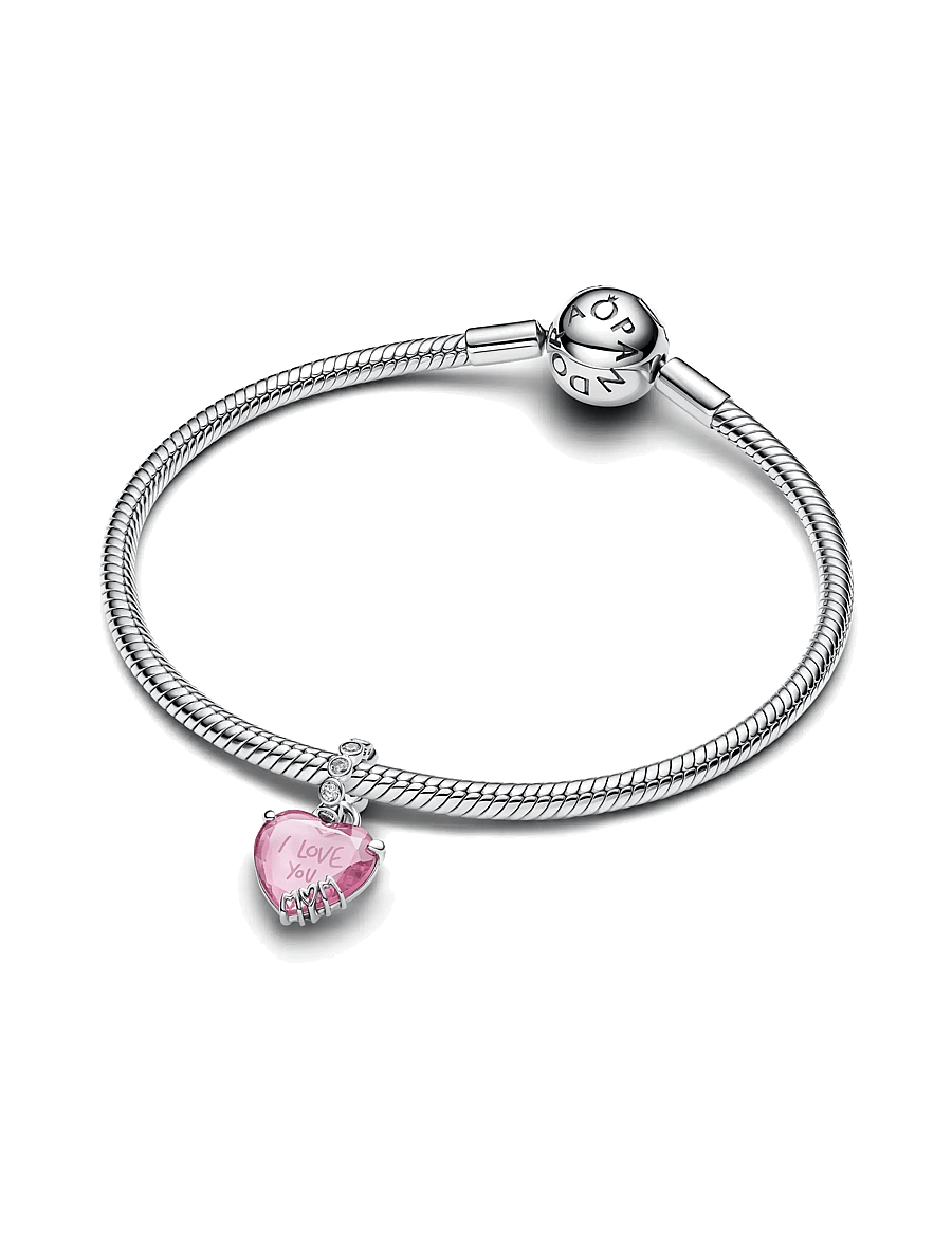 Pandora - I Love You Mom Dangle Charm - vedhæng - pink - 3