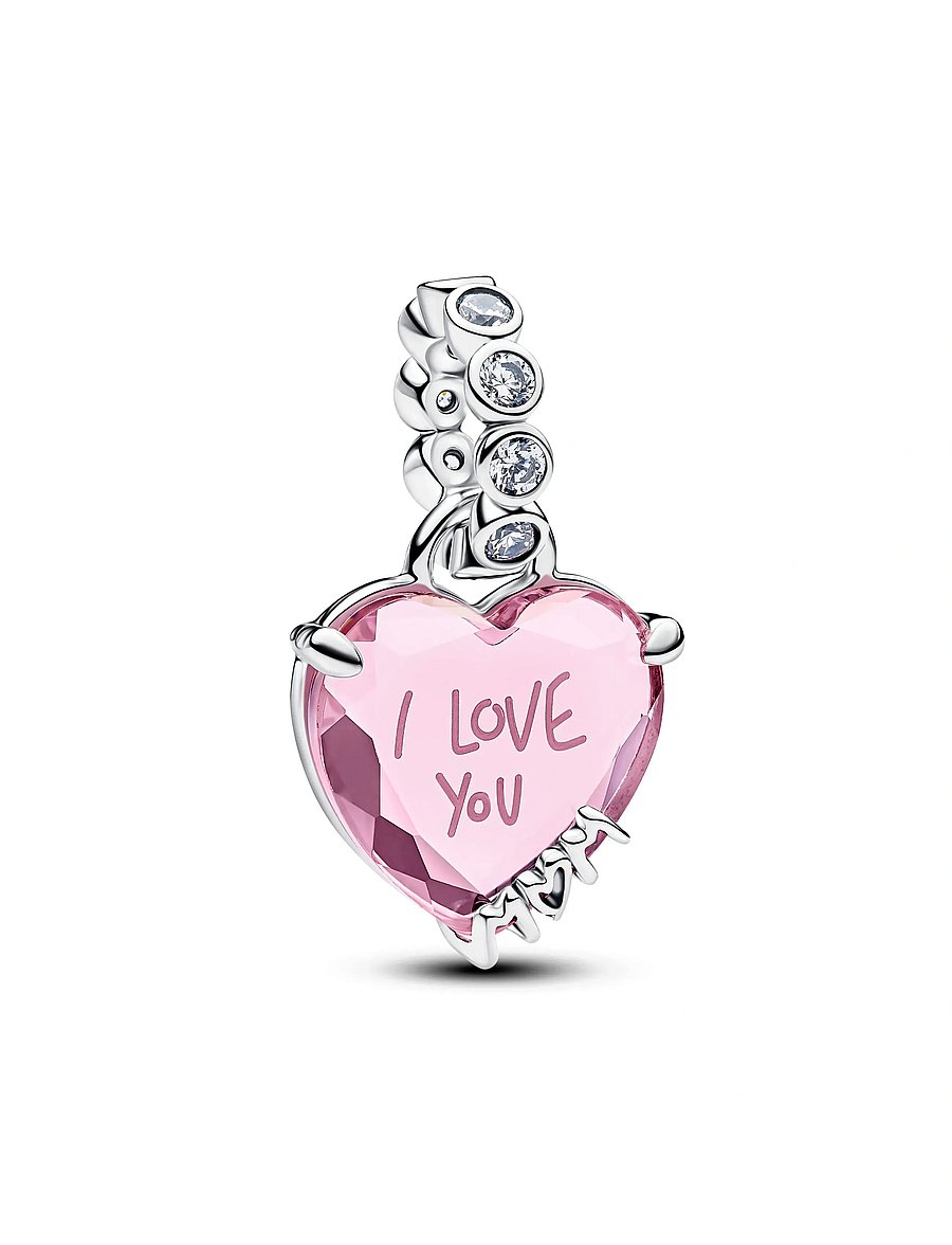 Pandora - I Love You Mom Dangle Charm - vedhæng - pink - 4