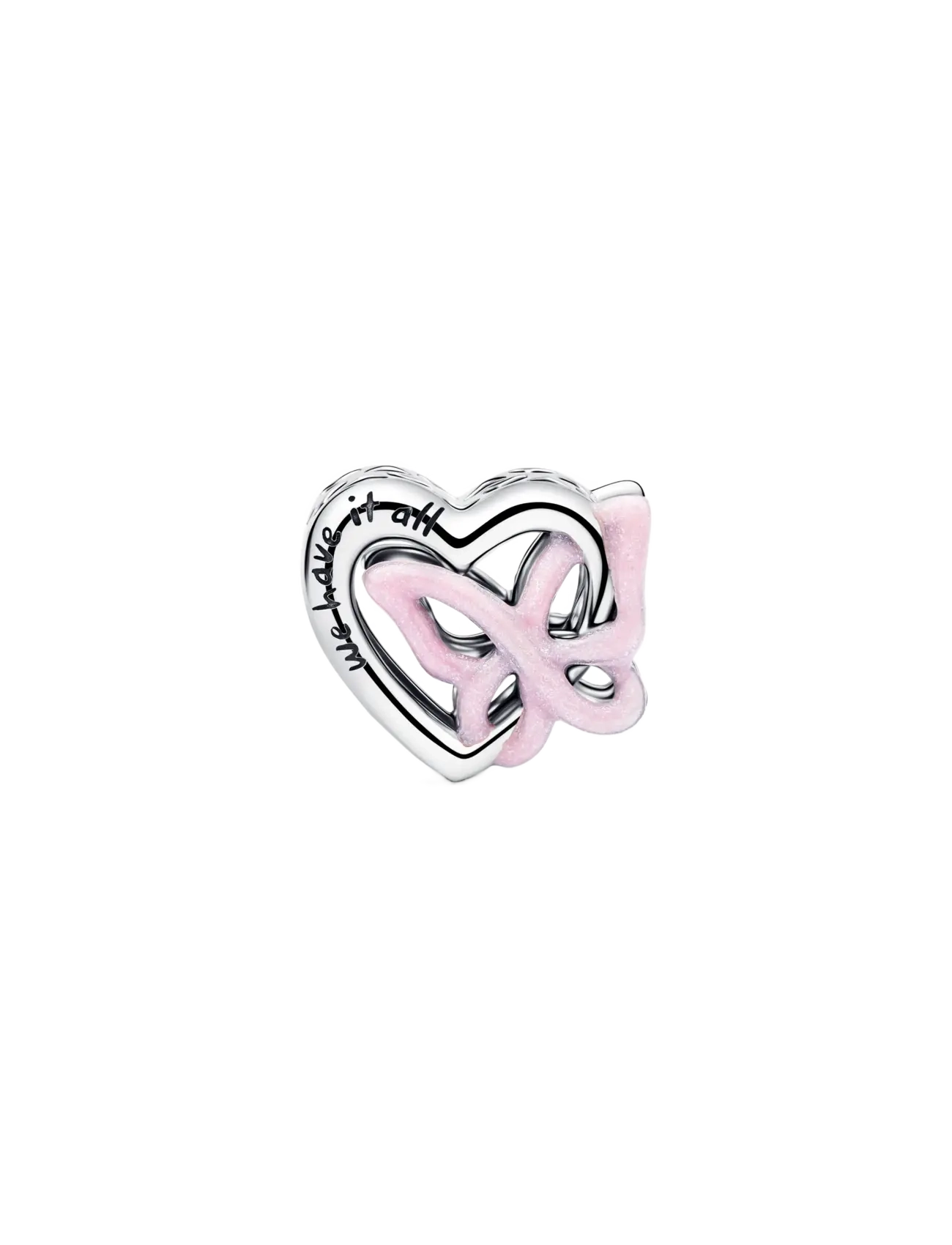 Pandora - Entwined Heart & Butterfly Charm - vedhæng - pink - 2