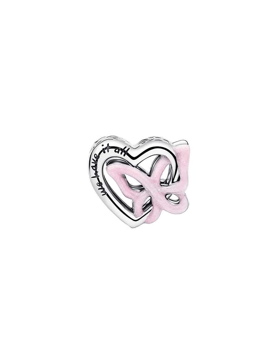 Pandora - Entwined Heart & Butterfly Charm - vedhæng - pink - 2