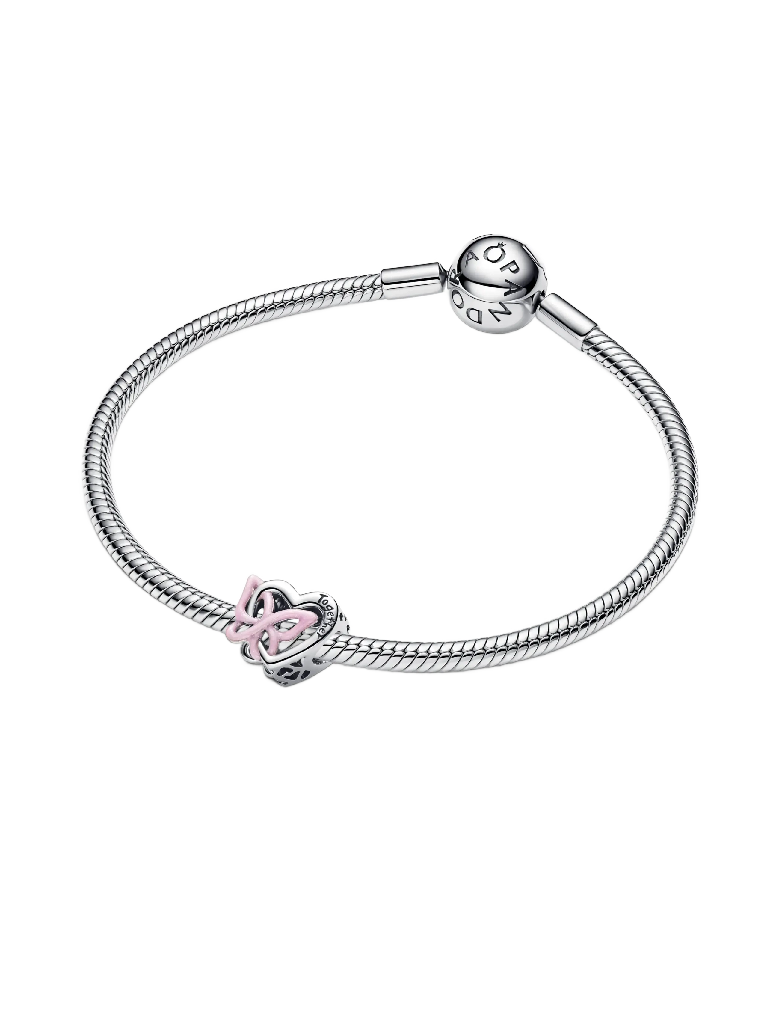 Pandora - Entwined Heart & Butterfly Charm - vedhæng - pink - 3
