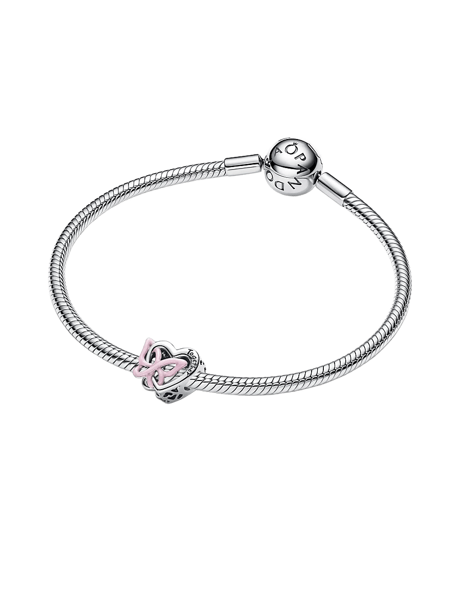 Pandora - Entwined Heart & Butterfly Charm - vedhæng - pink - 3