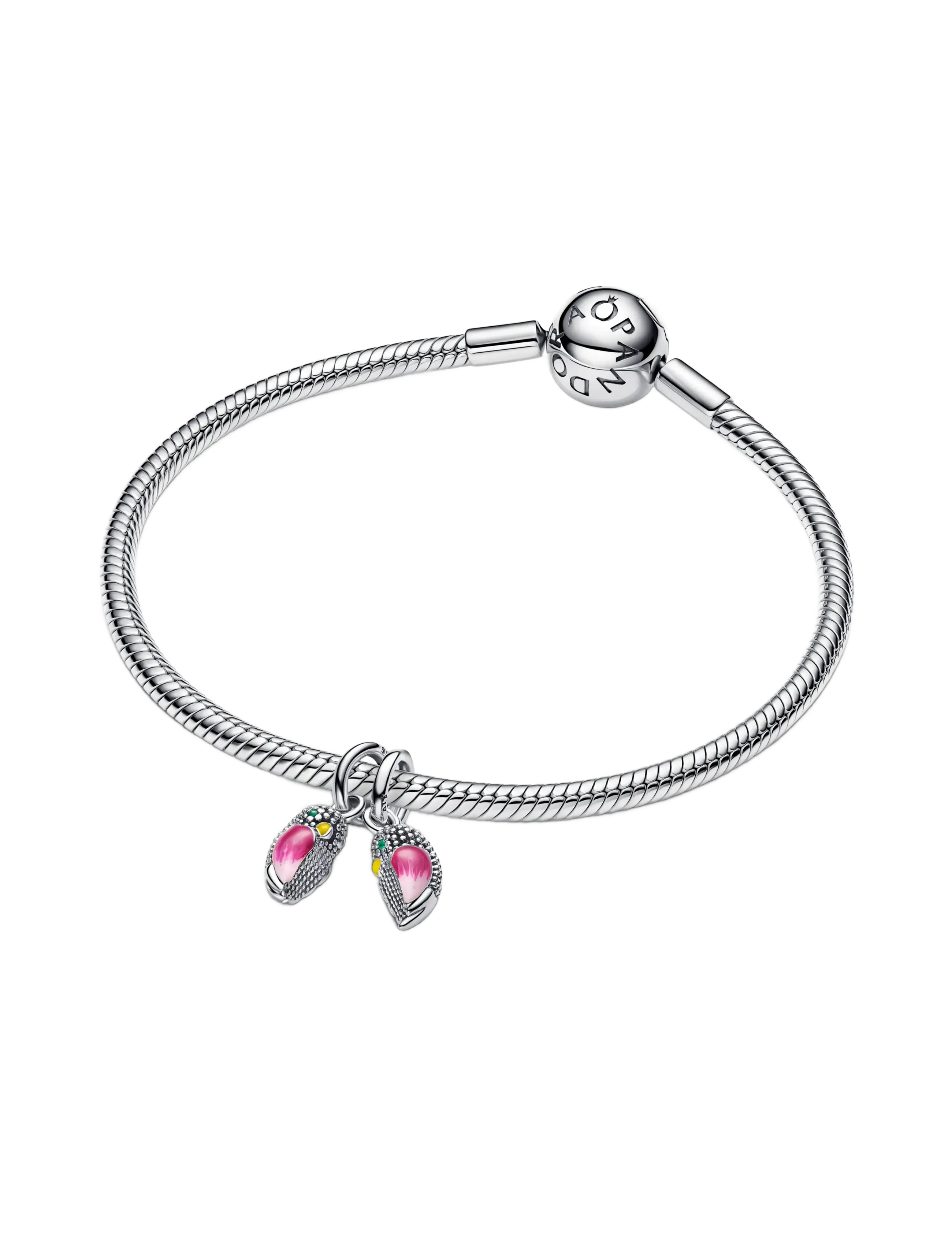 Pandora - Love Birds Splittable Dangle Charm - pendants - pink - 3