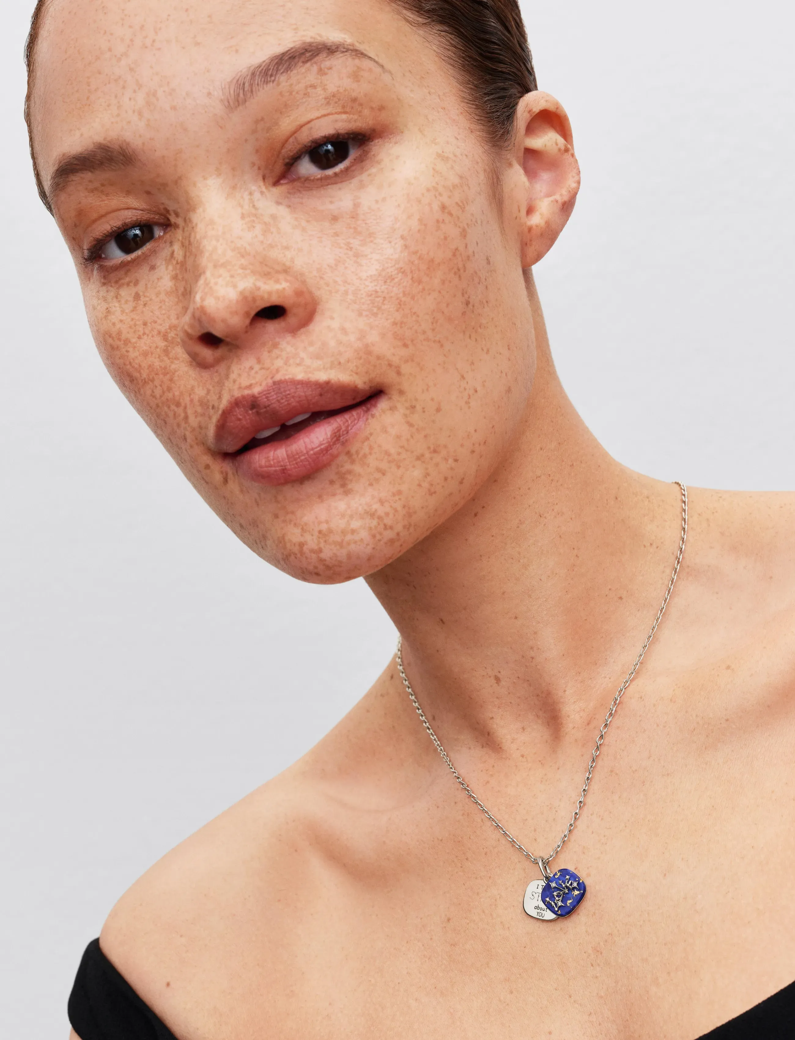 Pandora - Celestial Blue Love Constellation Double Dangle Charm - blue - 0
