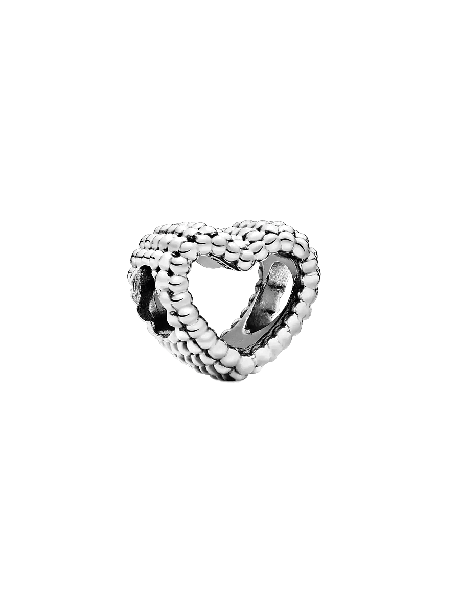 Pandora - Beaded heart silver charm - hangers - no color - 1