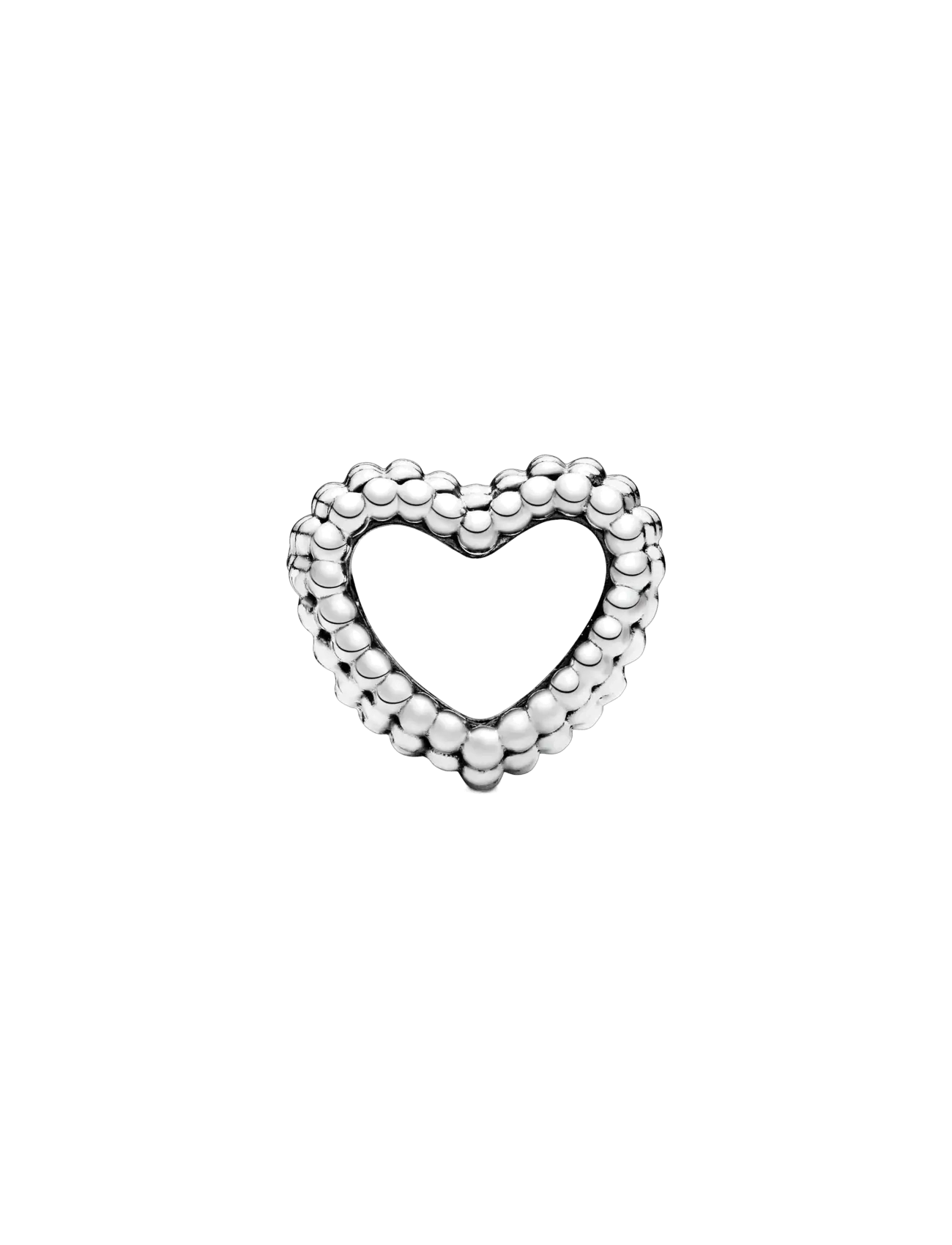 Pandora - Beaded heart silver charm - pendants - no color - 2