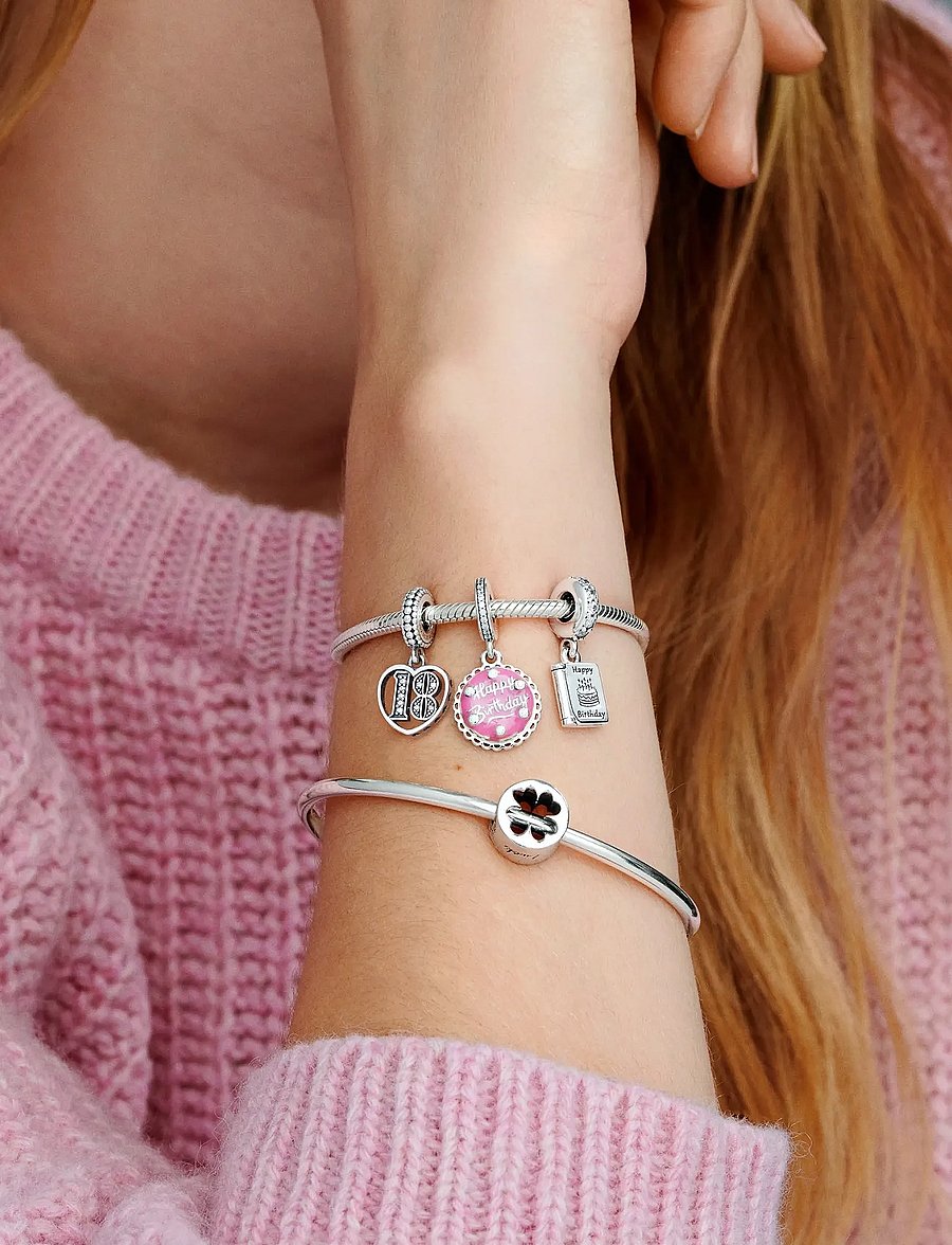 Pandora - Openwork clover silver charm - hangers - no color - 2