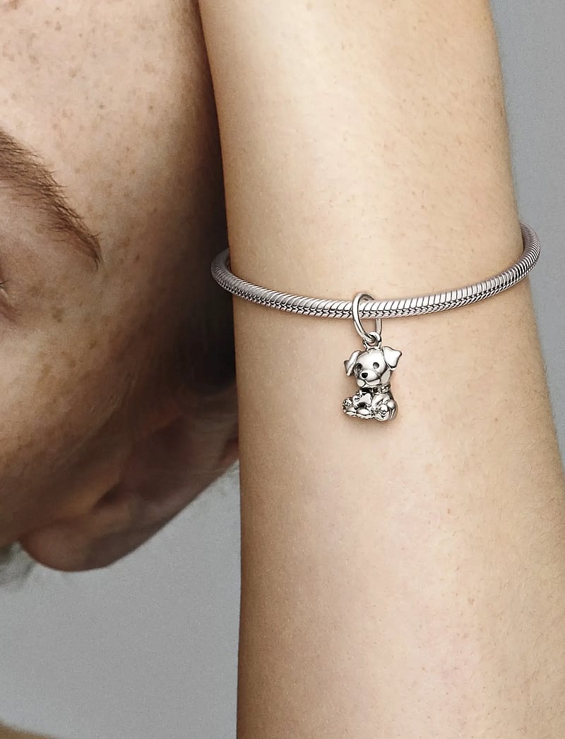 Pandora - Labrador dog silver dangle with black enamel - anhänger - black - 5