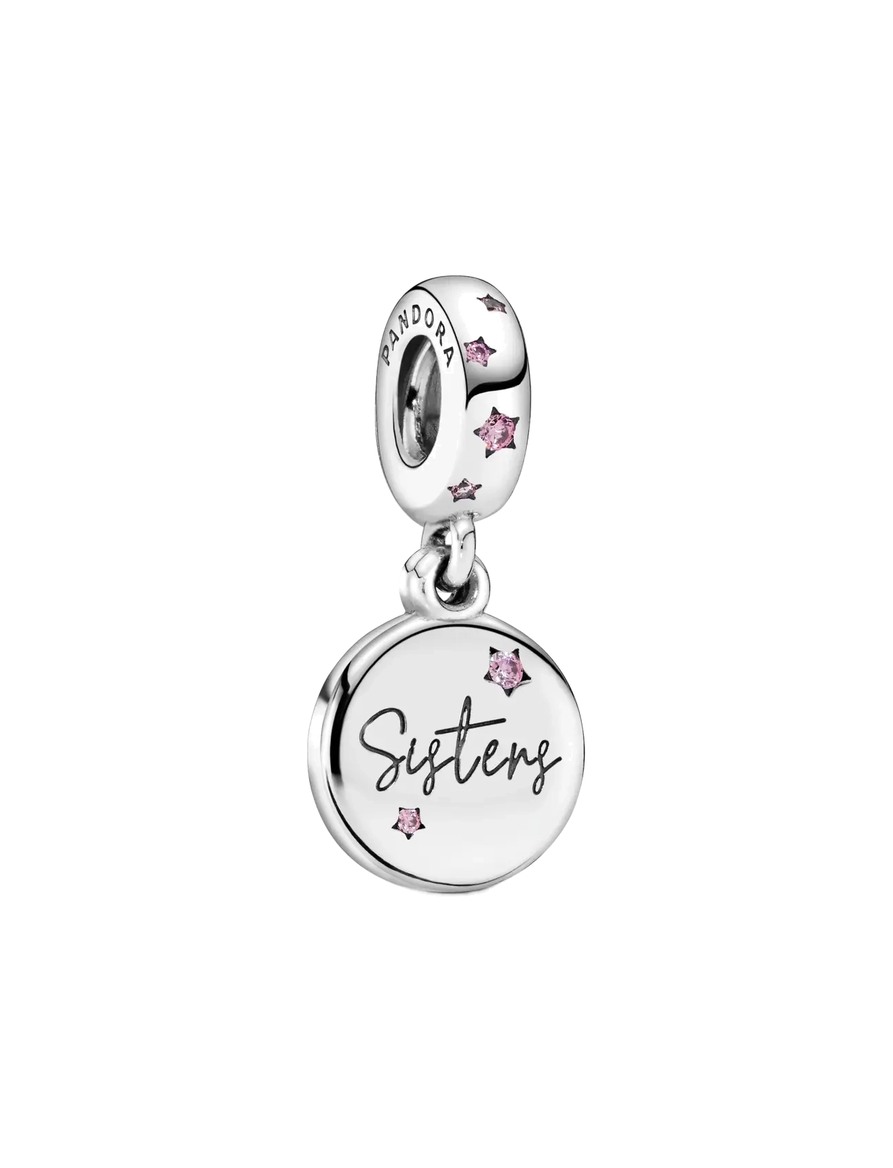 Pandora Sisters silver dangle with fancy fuchsia pink cubic zirconia - Charms - PINK / silver
