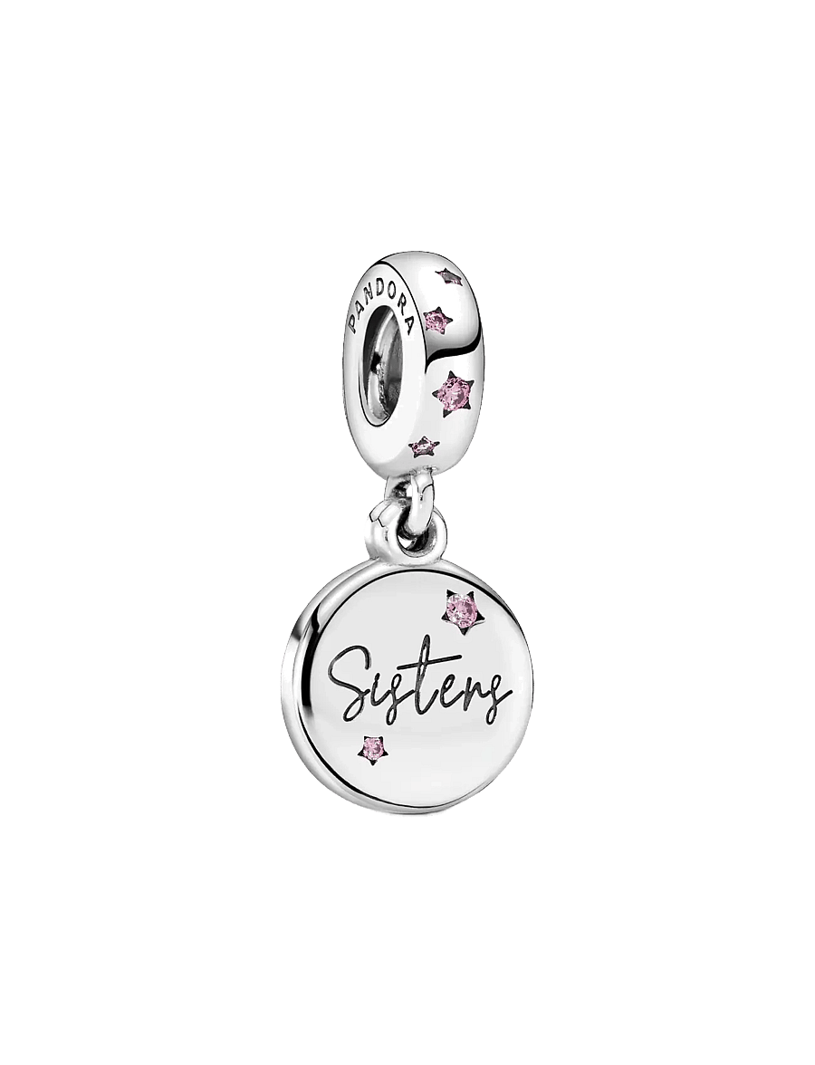 Pandora - Sisters silver dangle with fancy fuchsia pink cubic zirconia - anhänger - pink - 1