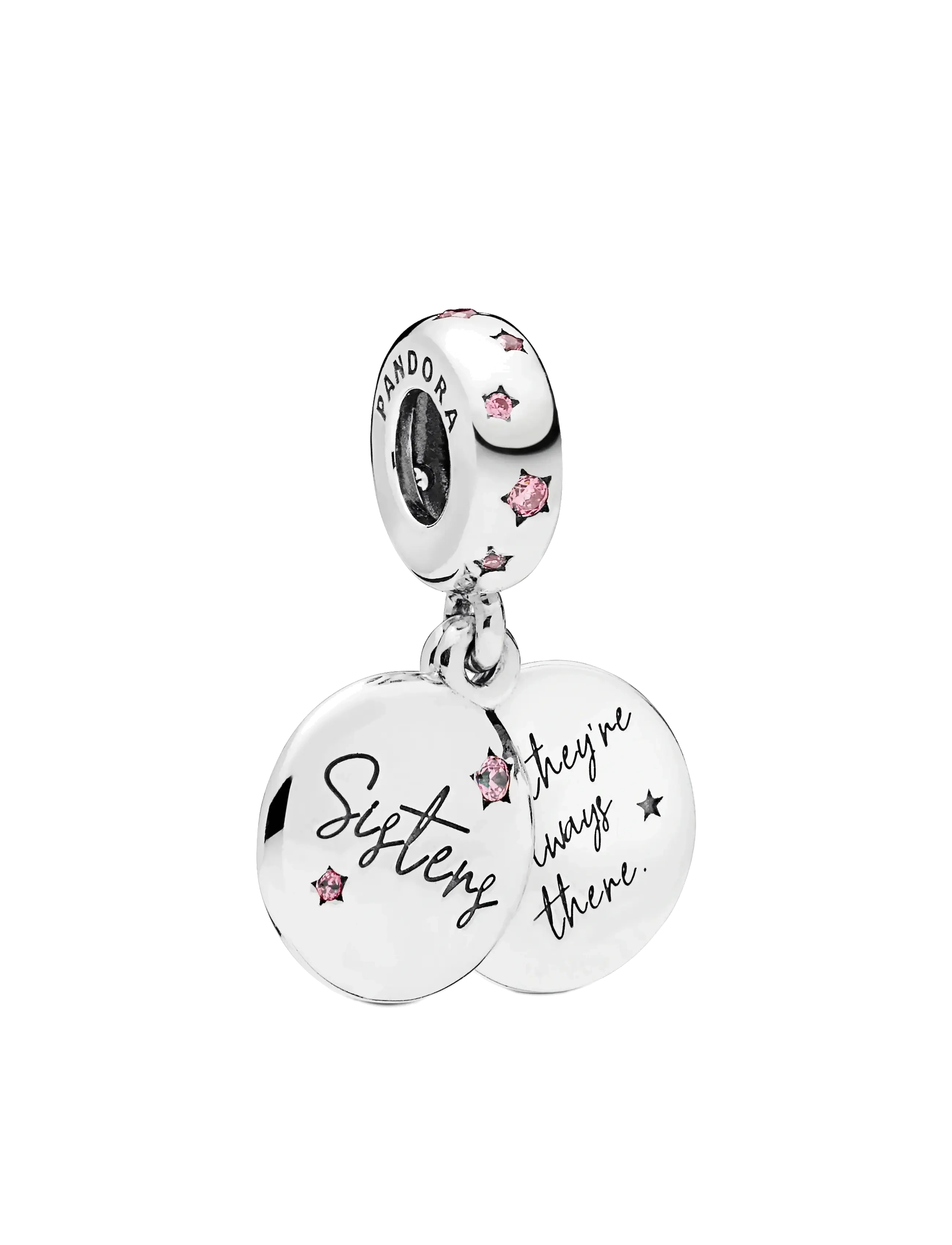 Pandora - Sisters silver dangle with fancy fuchsia pink cubic zirconia - vedhæng - pink - 3