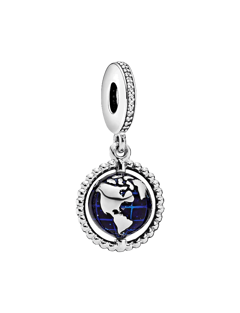 Pandora - Globe silver dangle with clear cubic zirconia and blue enamel - blue - 1
