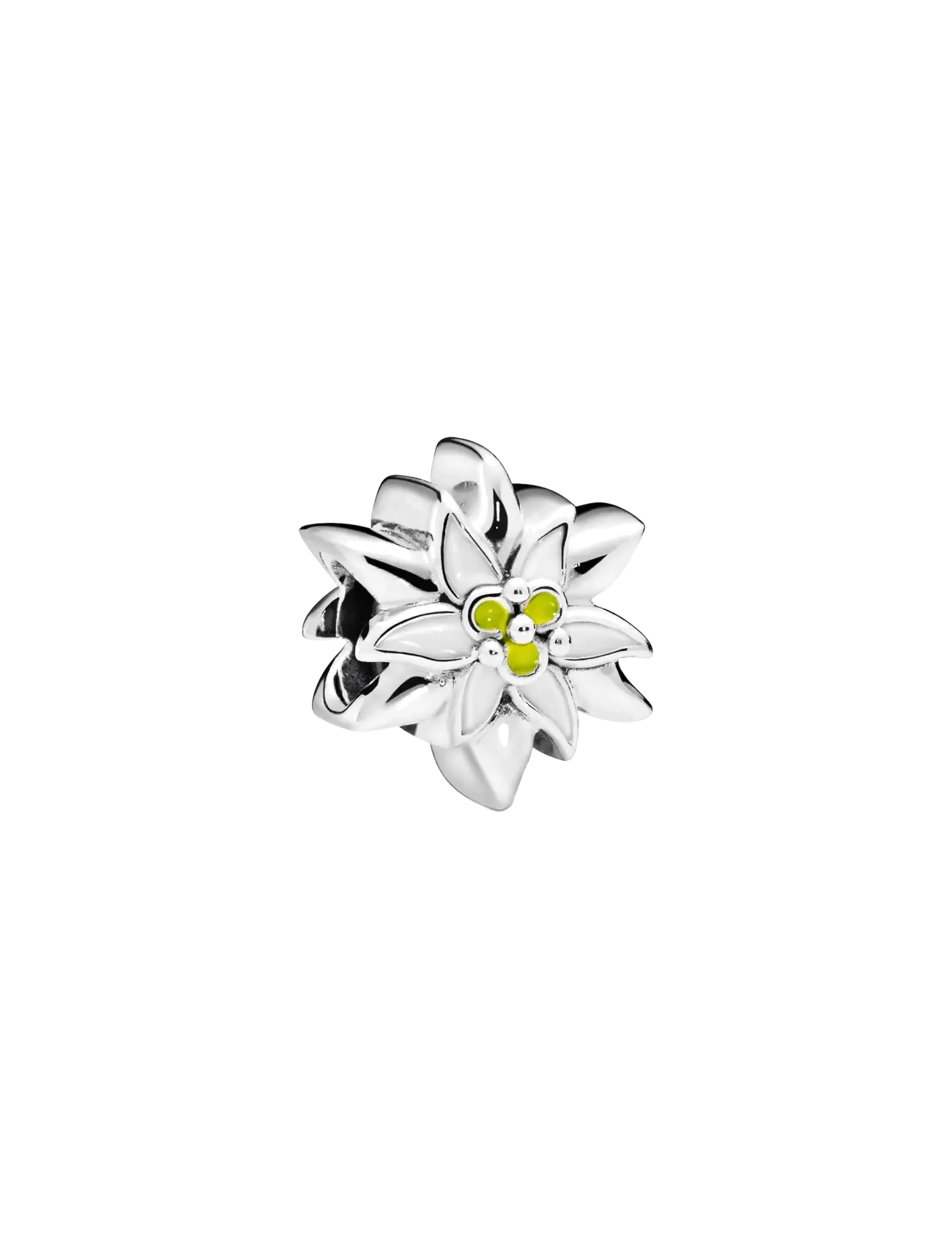 Edelweiss Sterling Silver Charm With White And Yellow Enamel