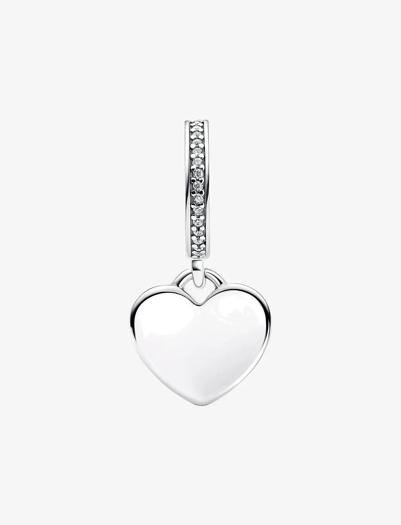 Pandora - Engravable heart sterling silver dangle with clear cubic zirconia - anhänger - clear - 1