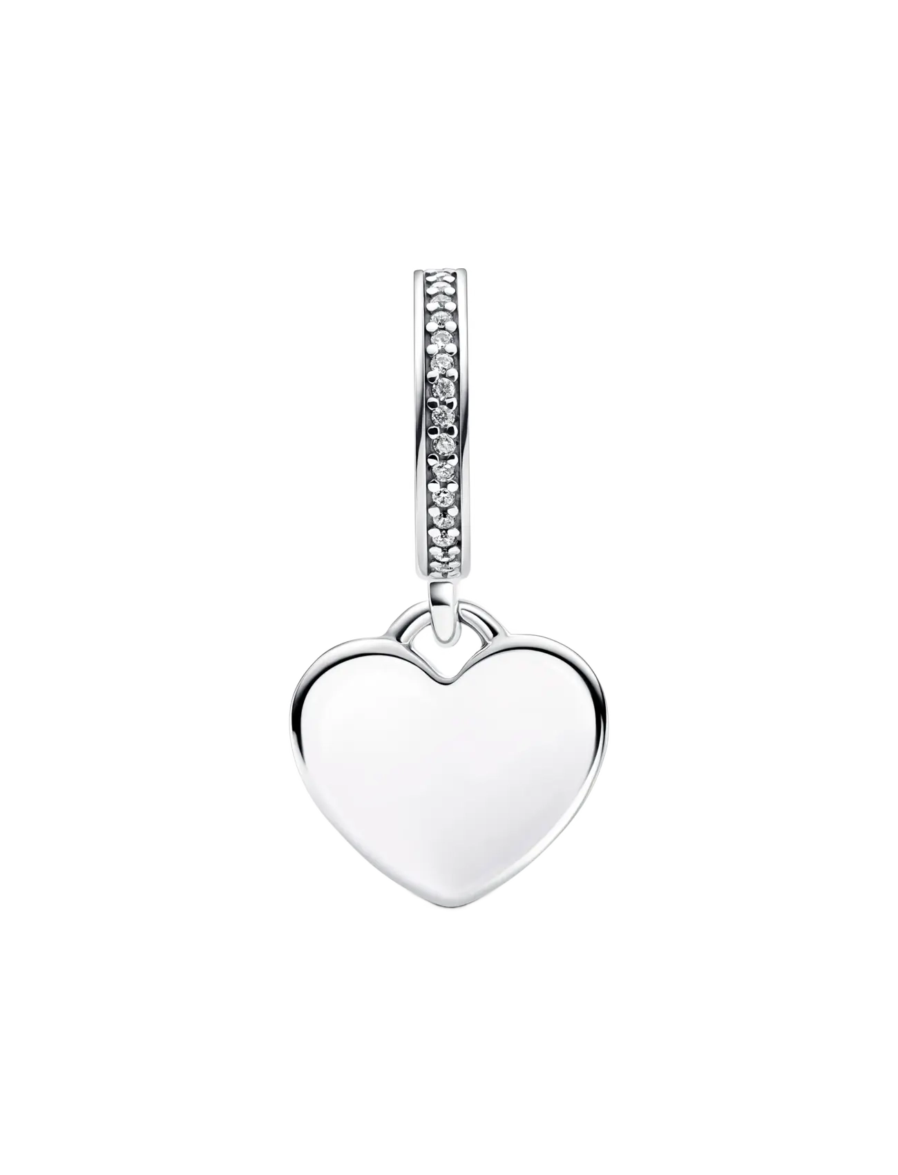 Pandora Engravable heart sterling silver dangle with clear cubic zirconia - Charms - CLEAR / undefined