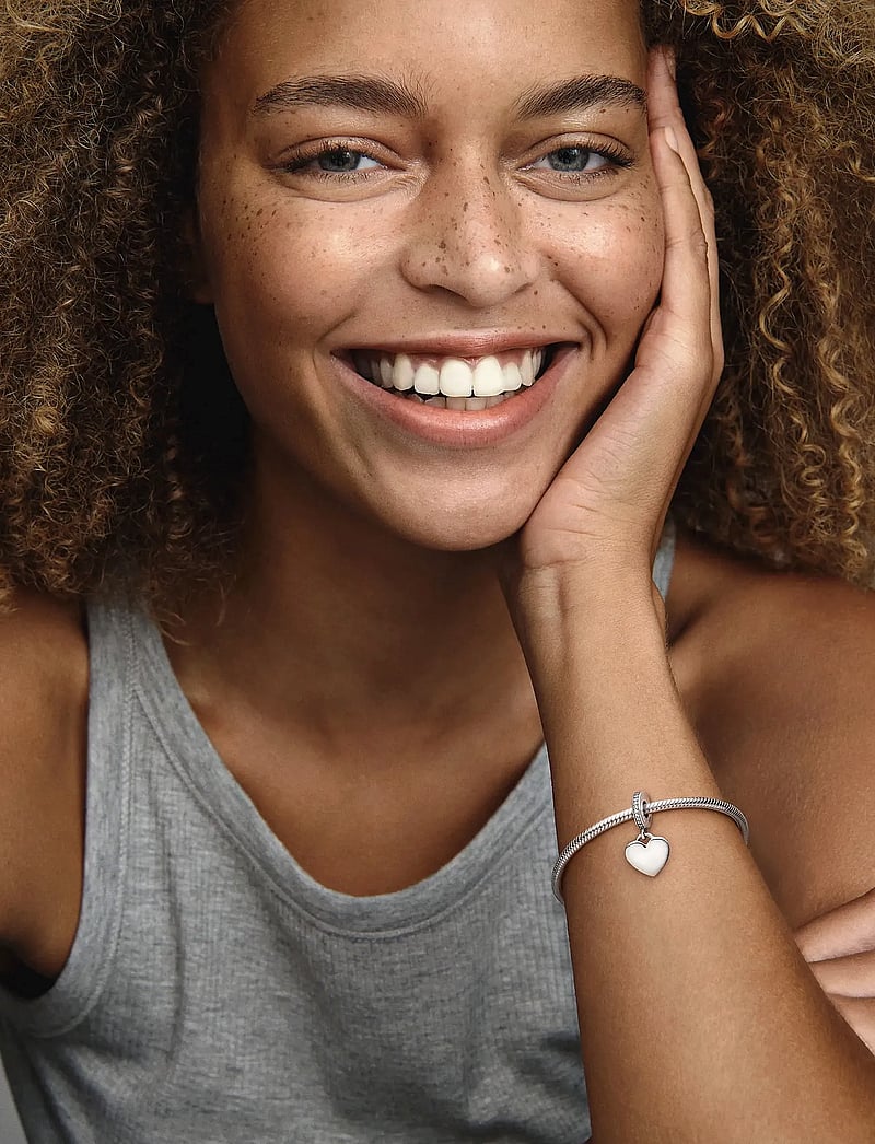 Pandora - Engravable heart sterling silver dangle with clear cubic zirconia - anhänger - clear - 0