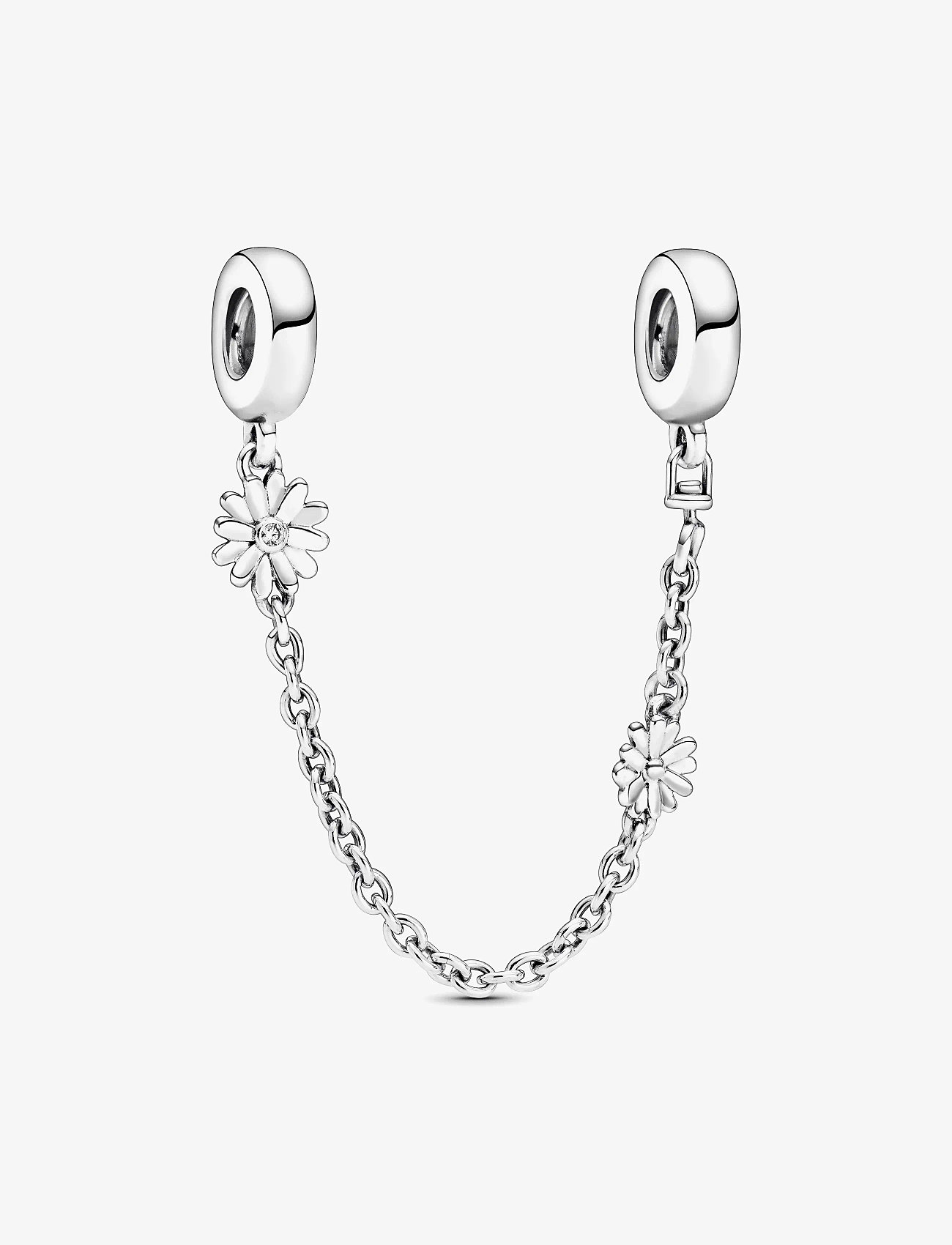 Pandora - Daisy sterling silver safety chain with clear cubic zirconia - kedjearmband - no color - 1