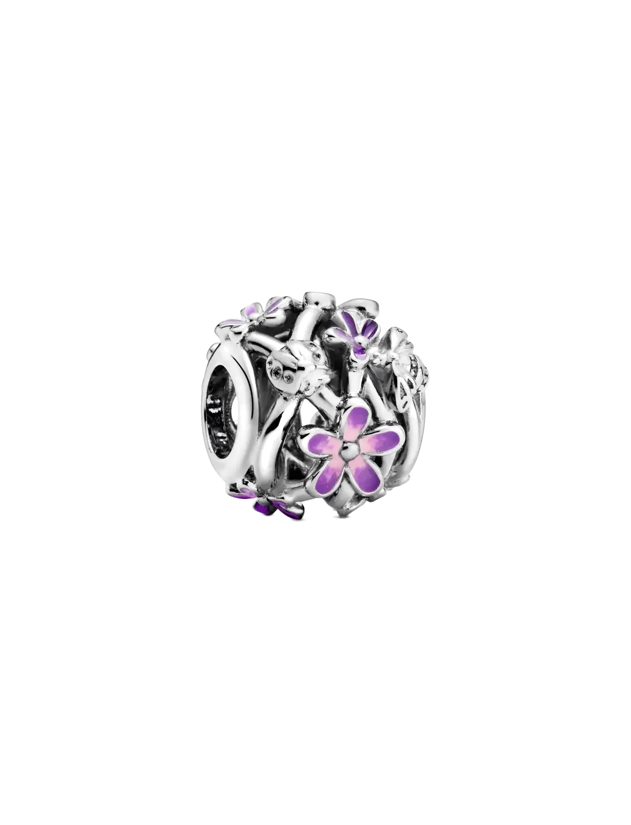 Pandora Daisy sterling silver charm with purple and shaded pink enamel - Charms - PURPLE / purple