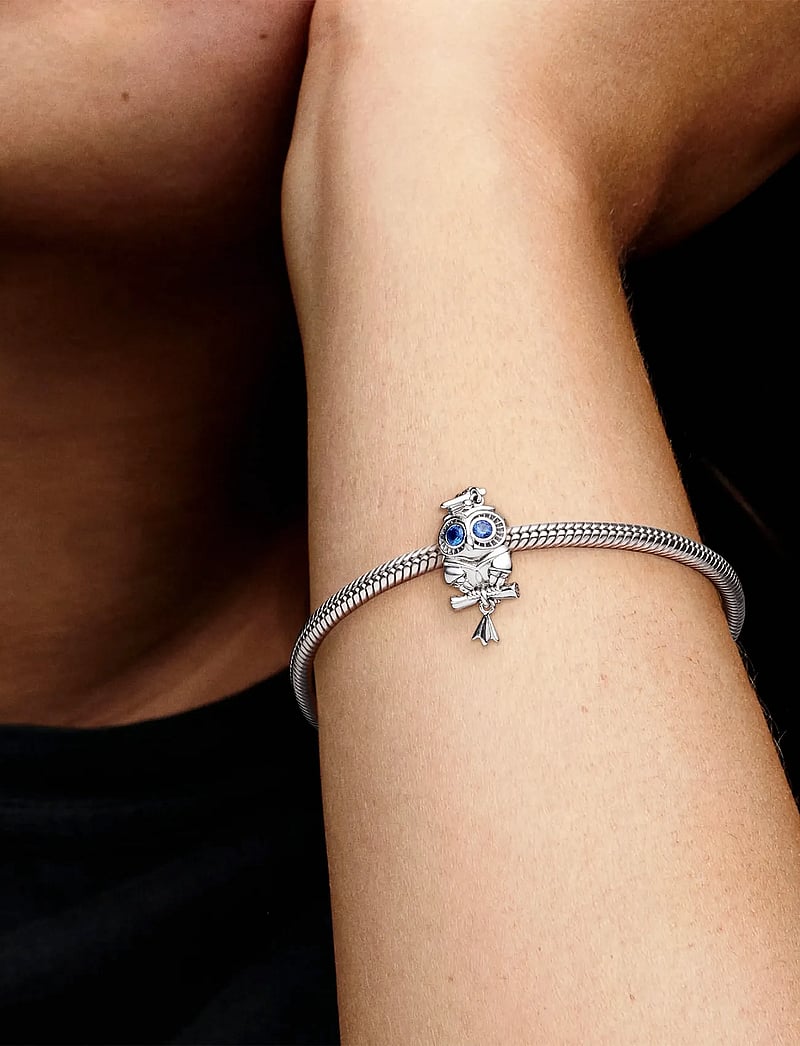 Pandora - Graduation owl sterling silver charm with stellar blue crystal - hängen & berlocker - blue - 0