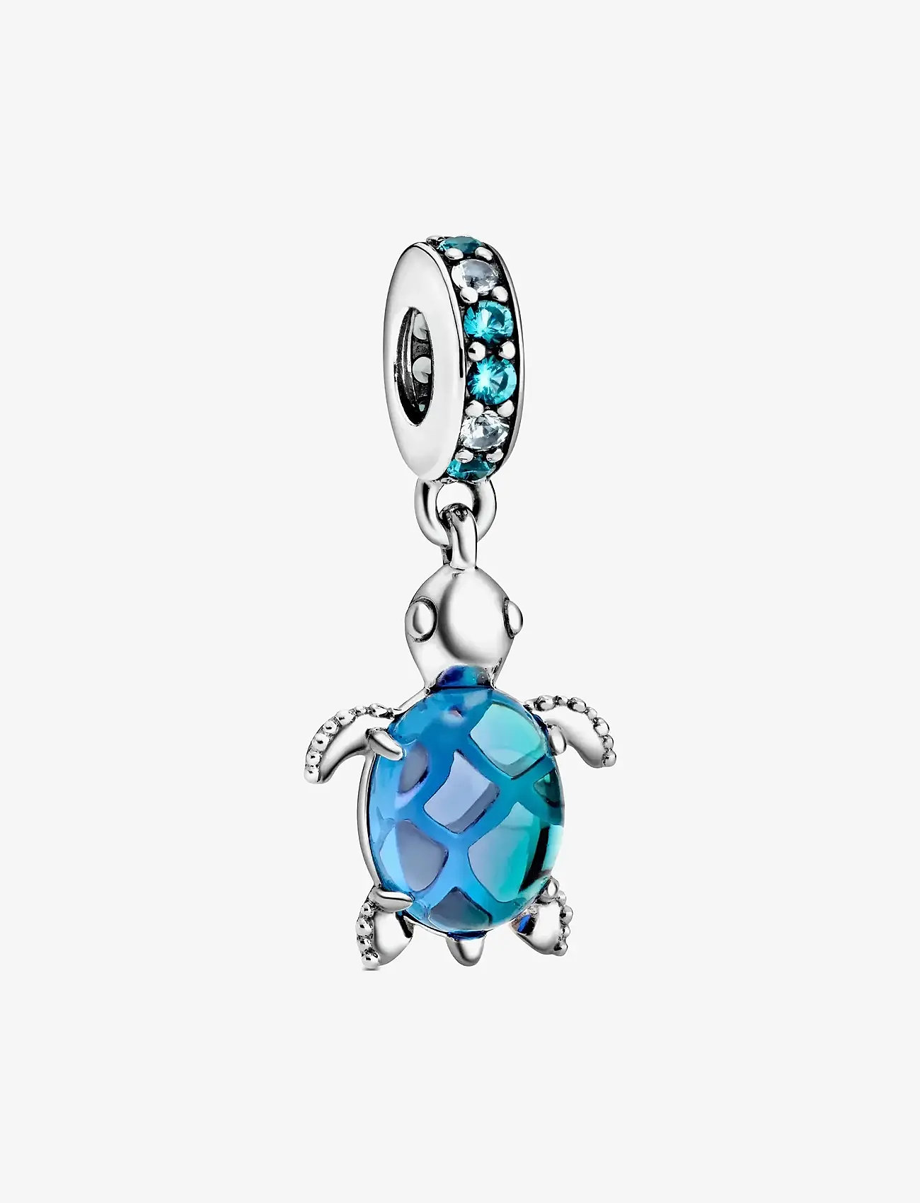 Pandora - Sea turtle sterling silver dangle with icy green, bleached aqua blue crystal and peacock Murano glas - anhänger - blue - 1